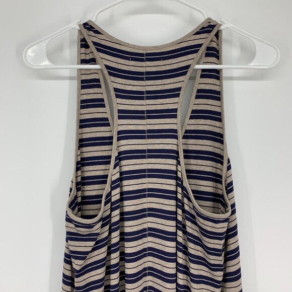 Madewell Dress Maxi Blue Beige Stripe Sleeveless Racerback Stretch - Picture 10 of 11